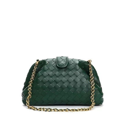 Bolso de hombro tejido de cuero genuino