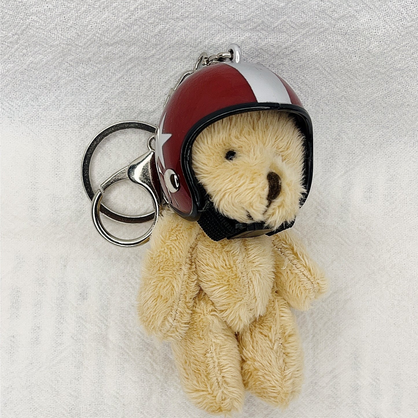 South Korea Ins Cute Motorcycle Helmet Bear Pendant Plush Key Chain