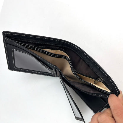 Cartera corta con múltiples ranuras para tarjetas y cremallera para hombre