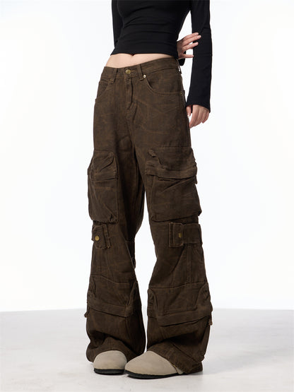 Pantalones cargo de camuflaje con diseño retro para mujer