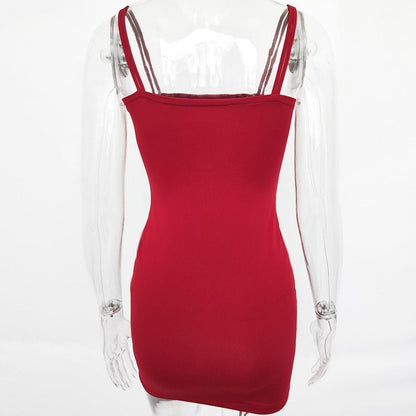 Articat - Vestido de verano sexy con tirantes finos y espalda descubierta para mujer, vestido de fiesta ajustado sin tirantes y minivestido para club