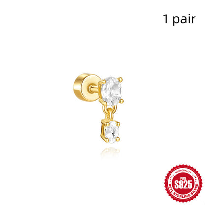 S925 Sterling Silber Flache Säule Gewinde Piercing Ohr Knochen Stud