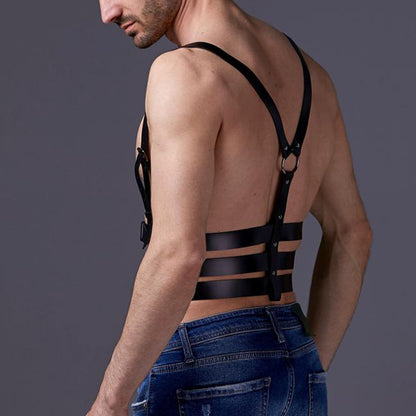 Men's Leather Shapewear Body Strap Alternative Clothing Suspenders