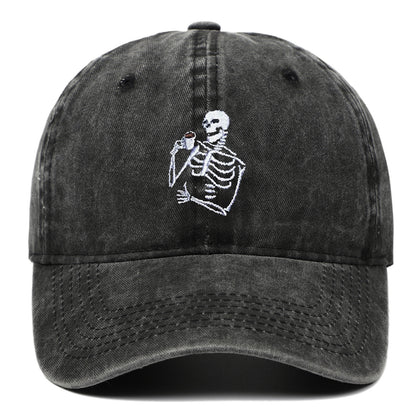 Totenkopf Tee Stickerei Baseball Vintage Distressed Waschmütze