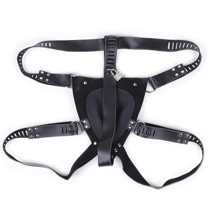 Chastity Leather Pants With Lock Bondage Black Men - BAGMODA