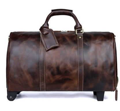 Bolsa de viaje con ruedas de piel de vaca