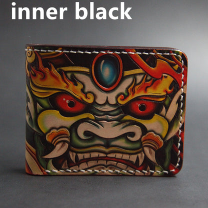 Erste Schicht Rindsleder Handgefertigte Leder Carving Brieftasche Kurze Karpfen Paar Geschenk