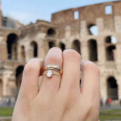 Nuevo anillo elástico ovalado de oro bañado en cobre para mujer
