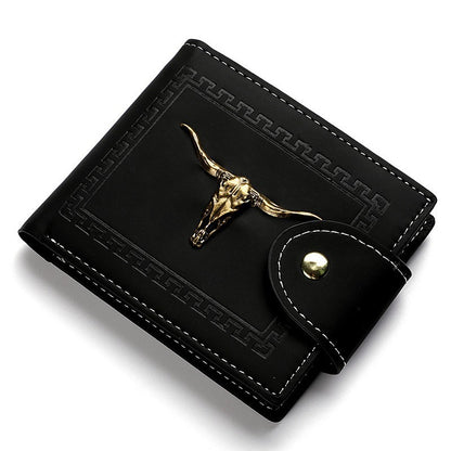 Cartera corta con múltiples ranuras para tarjetas y cremallera para hombre