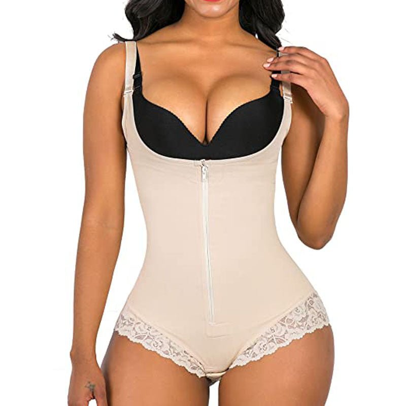 Contracting Hip Lifting Tights Body Shaping Underwear Shapewear Siamese Triangle Zipper Shapewear - BAGMODA