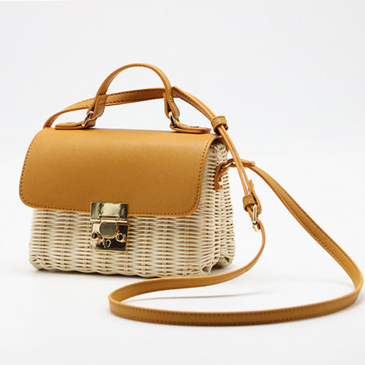 Flap woven crossbody bag portable beach bag