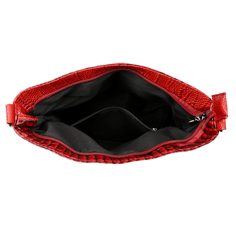 Velouria Croco Pattern Messenger Bag
