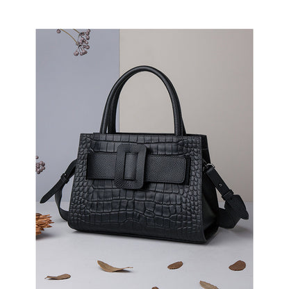 Bolso bandolera portátil de cuero para mujer, bolso de hombro a juego.