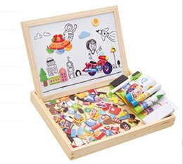 Rompecabezas magnético de madera para niños, caja de rompecabezas 3D con figuras de animales, tablero de dibujo y escritura, juguetes educativos de aprendizaje para niños. 