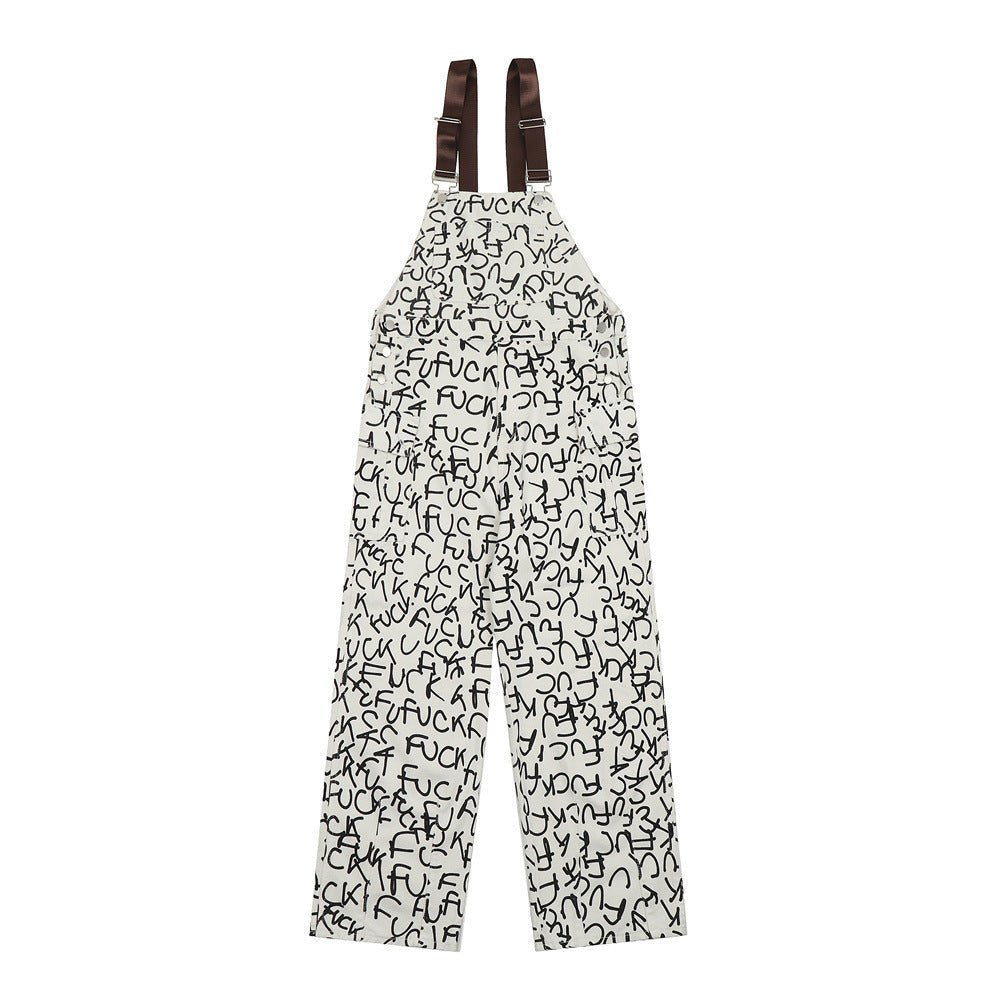 Letter Denim Working Bib Top Pants Men - BAGMODA