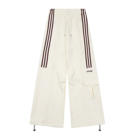 Three Bars Loose Straight Cargo Pants Men - BAGMODA