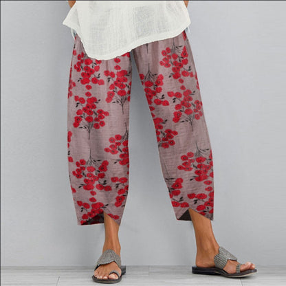 Neu Sommer Casual Hosen Mode Retro Druck Neun-punkt Hosen Hosen Frauen