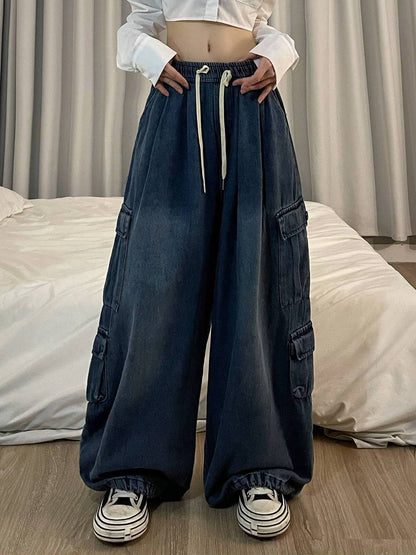 Jeans Tooling Loose Wide Leg Pants Damen