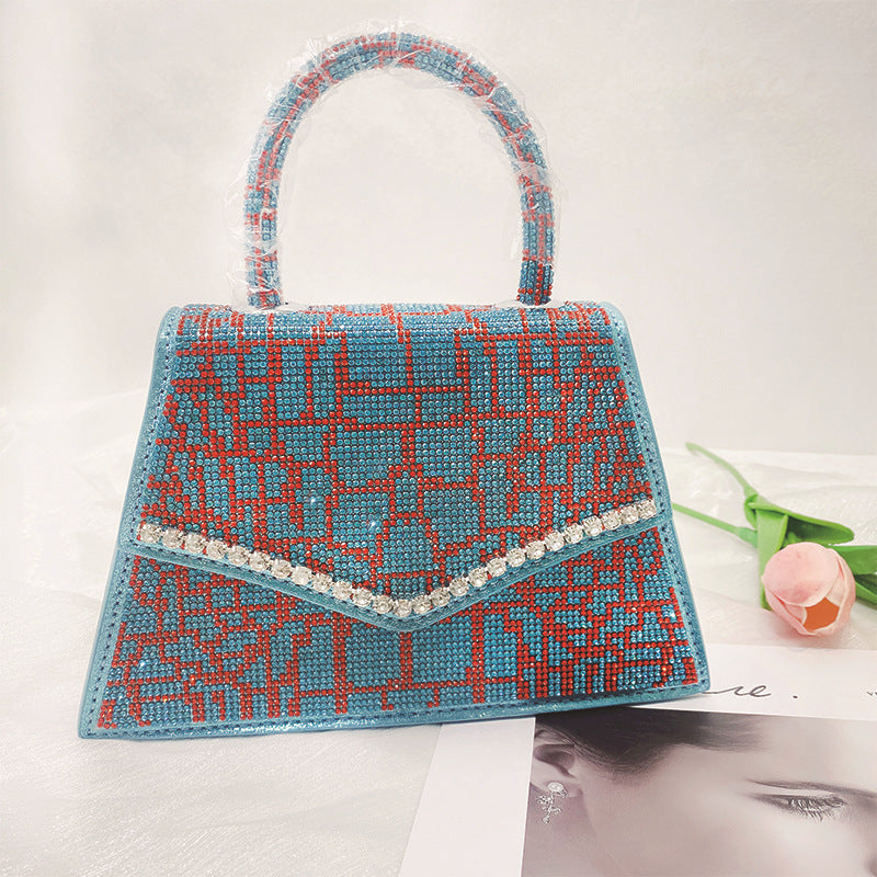Crocodile Pattern Rhinestone Square Bag