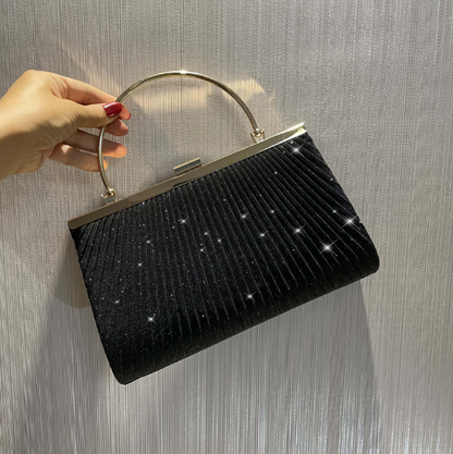 Pleated Shiny Evening Handbag - BAGMODA