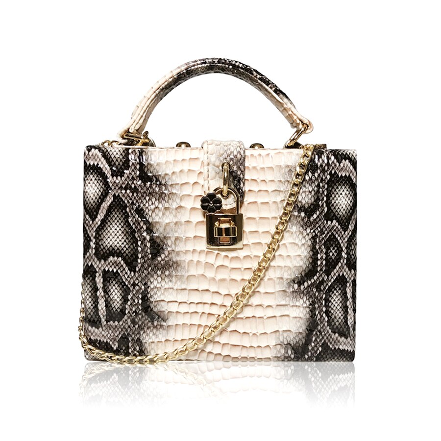 Snake Print Box Handbag