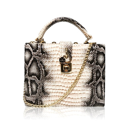 Snake Print Box Handbag - BAGMODA