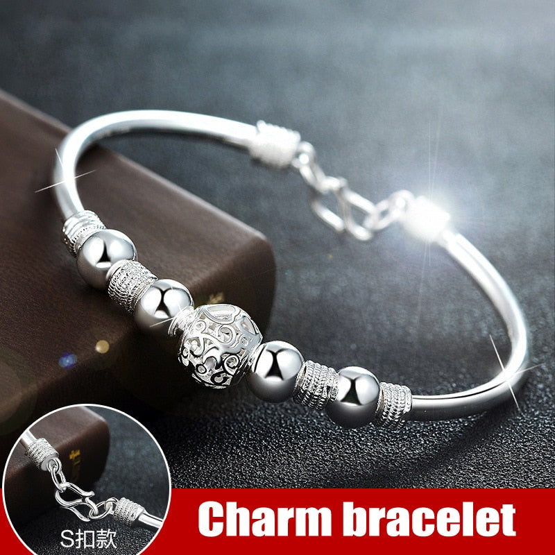 3 Style New silver Color Lucky Charm Bracelet Cuff Bracelets For Women Bangles Fashion Jewelry