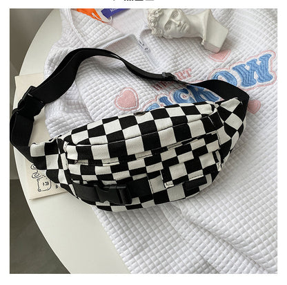 Black And White Crossbody Waist Bag - BAGMODA