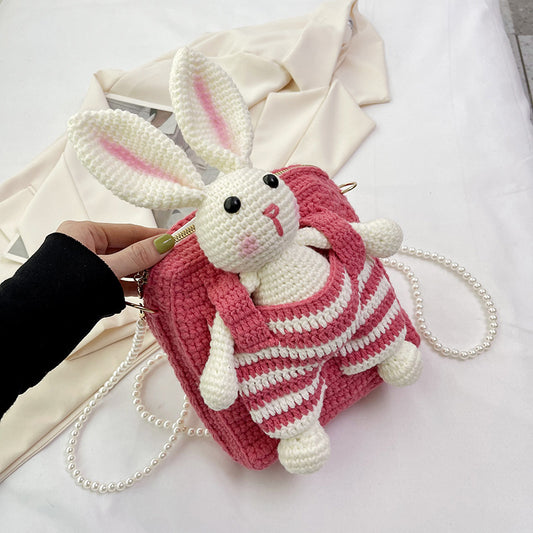 Rabbit Woolen Yarn Bag Hand-woven Bag DIY Crocheted