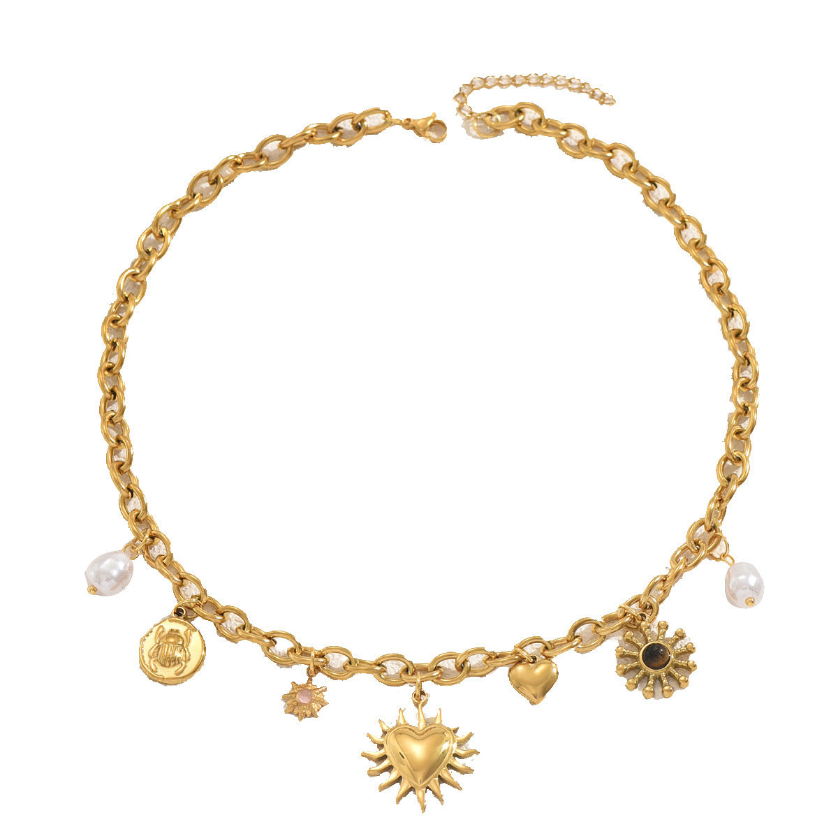 Cadena colgante con gemas de perla incrustadas y el mismo diseño de Niche Love