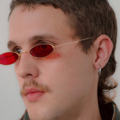 Metall-Sonnenbrille, elliptische Sonnenbrille, kleiner Rahmen, Ozean-Sonnenbrille, Persönlichkeitsbrille für Damen und Herren 