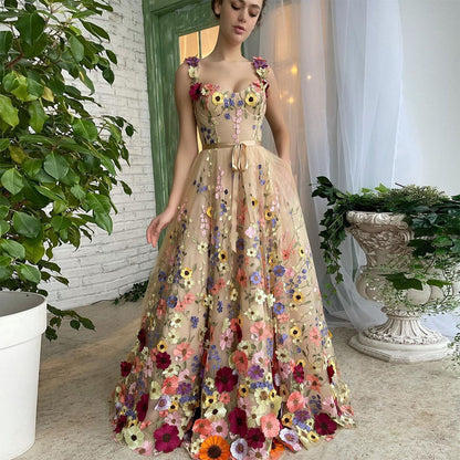 Sevintage Exquisite 3D Blumen Ballkleider Sweetheart