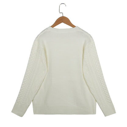 Knitwear Top Solid Color Retro Twisted Flower Sweater