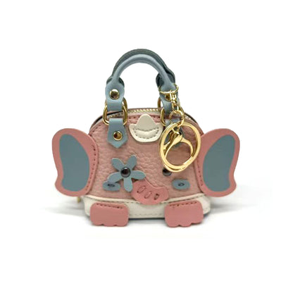 Mini monedero con diseño de elefante y diseño de lichi, con auriculares, llavero y colgante