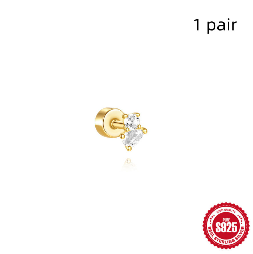 S925 Sterling Silver Flat Column Thread Piercing Ear Bone Stud