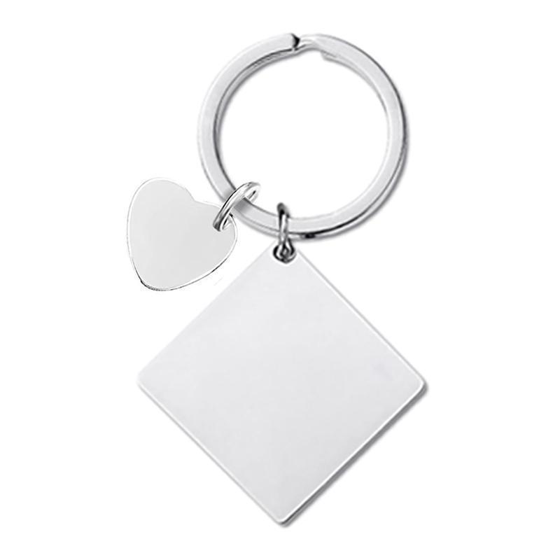 Metal Keychains Square Accessories Holiday Gift Metal Lettering Keychain