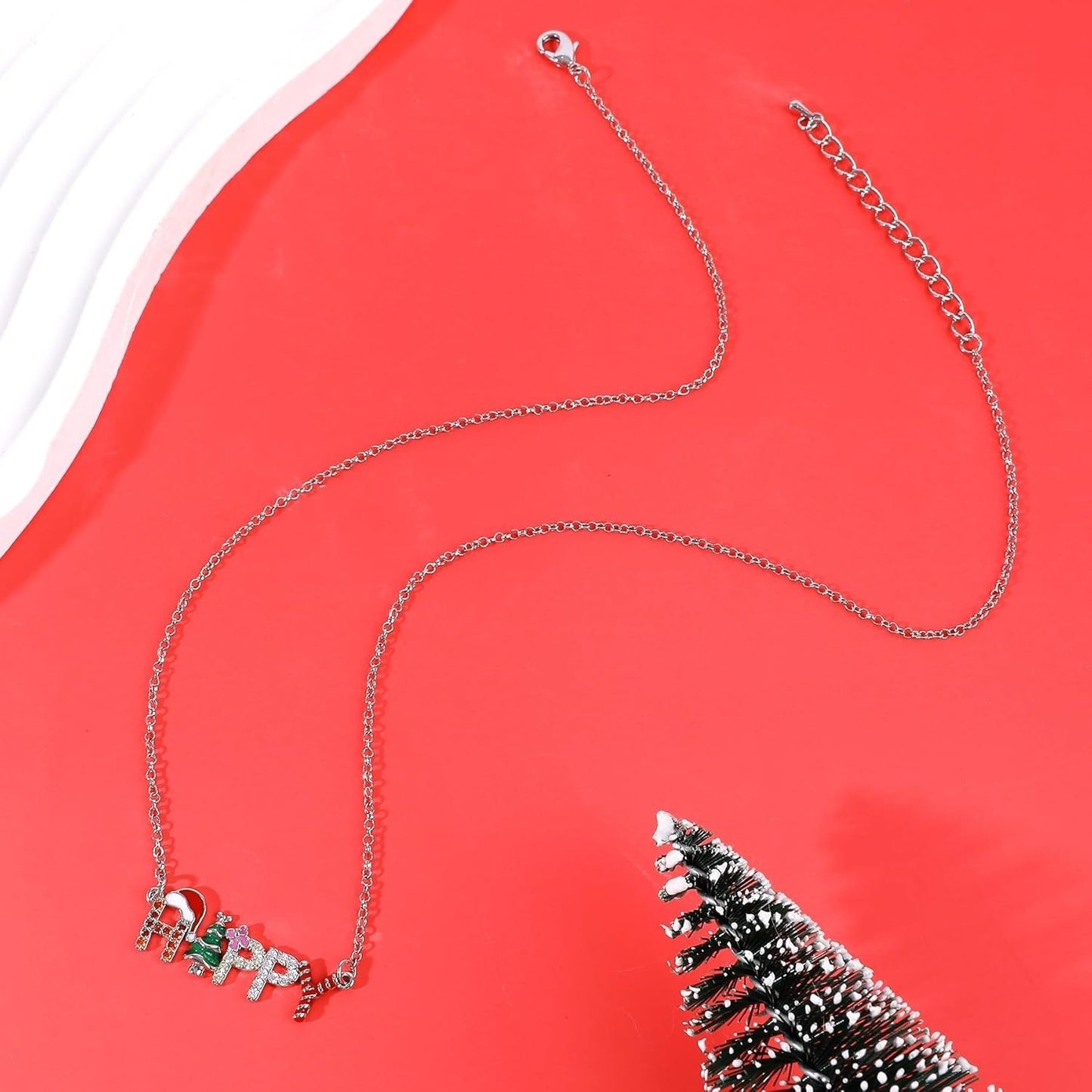 Nuevo y creativo collar con letras de Papá Noel y árbol de Navidad