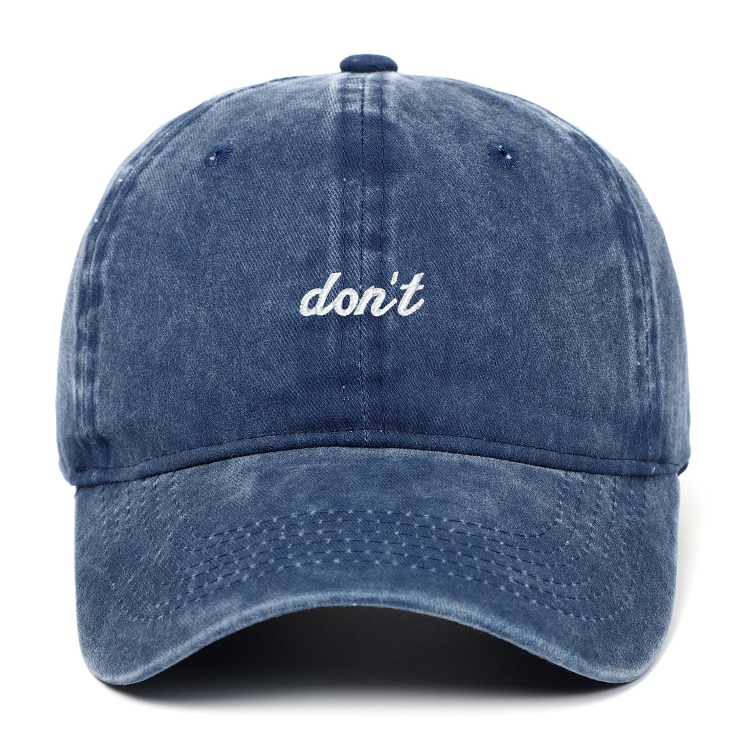 Letter Don't Embroidered Washed Old Soft Top Baseball Cap