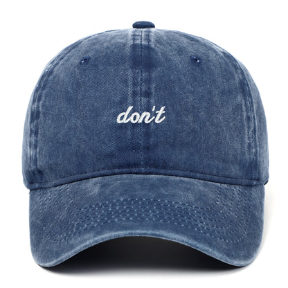 Baseballkappe mit aufgesticktem Buchstaben „Don't“, gewaschen, alt, weiches Oberteil