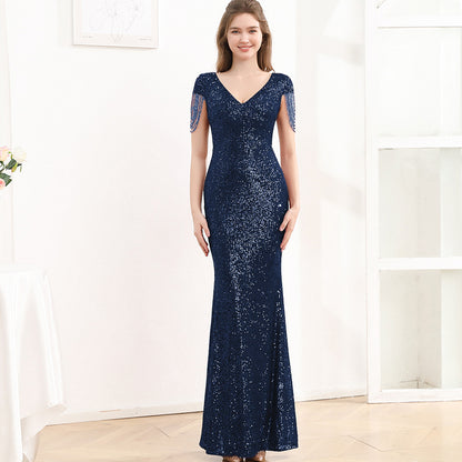 Vestido largo ajustado con lentejuelas para mujer