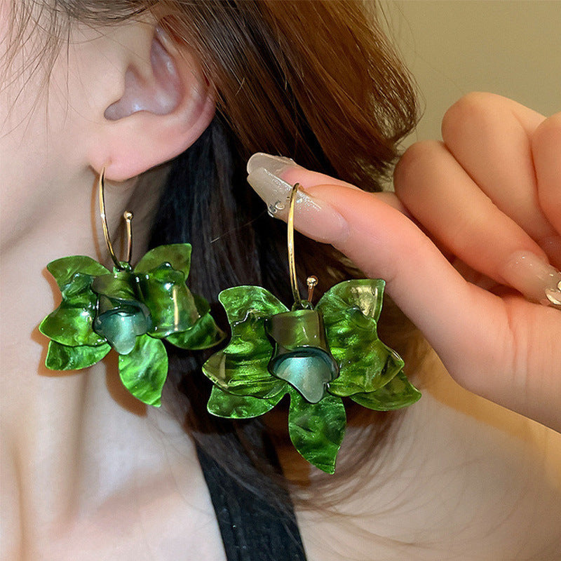 Vintage Acrylic Flower Exaggerated Earrings