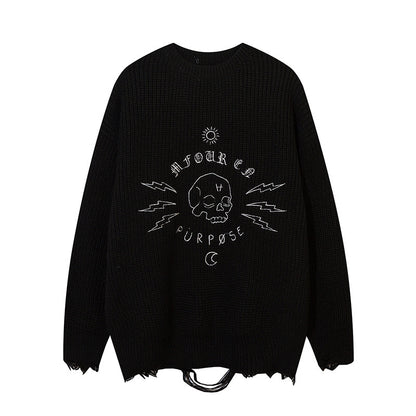 Doodle Skull Jacquard Pullover Strickmode Herbst