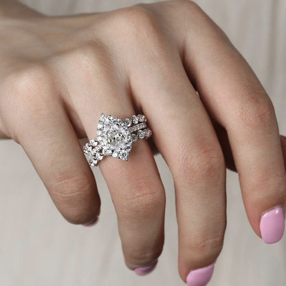 Nuevo conjunto de anillos de circonita ovalada para mujer, joyería de moda europea y americana