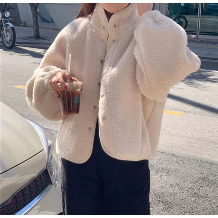 Loose Lamb Wool Long Sleeve Coat
