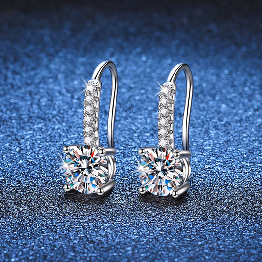 Moissanite S925 Sterling Silver French Refined Simple Earrings