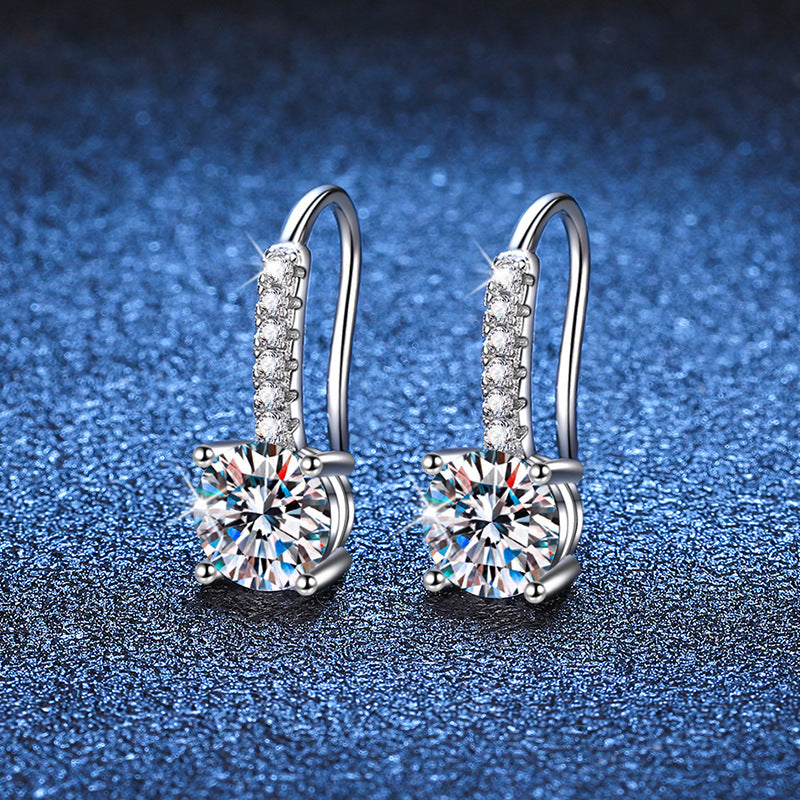 Moissanite S925 Sterling Silver French Refined Simple Earrings
