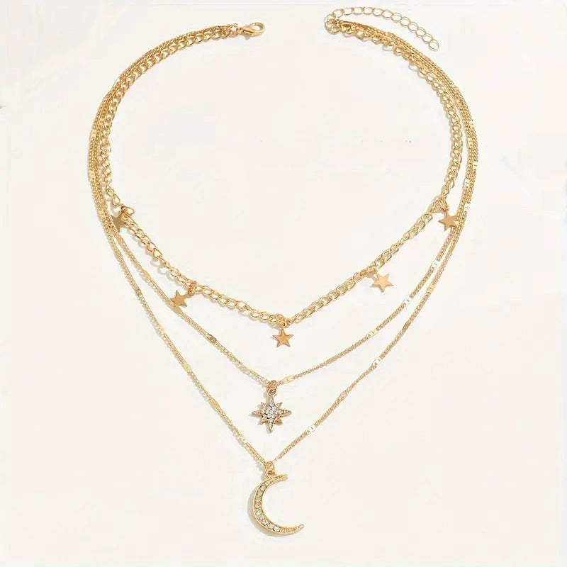 Mehrschichtige Sexy Crescent XINGX-förmige Halskette für Damen