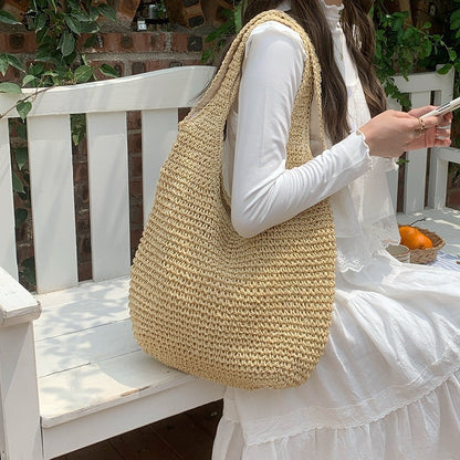 Bolso de playa tejido de un solo hombro para vacaciones en la playa