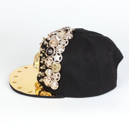 Gorra de béisbol con remaches de leopardo y calavera para hombre y mujer