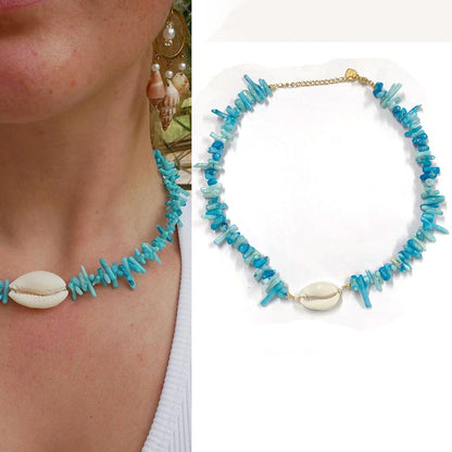 Collar de perlas de agua dulce con cadena de grava roja de nuevo estilo para mujer